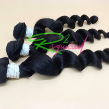 Load image into Gallery viewer, Our Loose Wave virgin hair extension is a luscious mixture between a wavy/curly hair pattern. This texture is fun and perfect for a tousled beach or ocean wave look. It is even better for luscious styled hair that provides extra body and bounce unlike our Body Wave texture.
